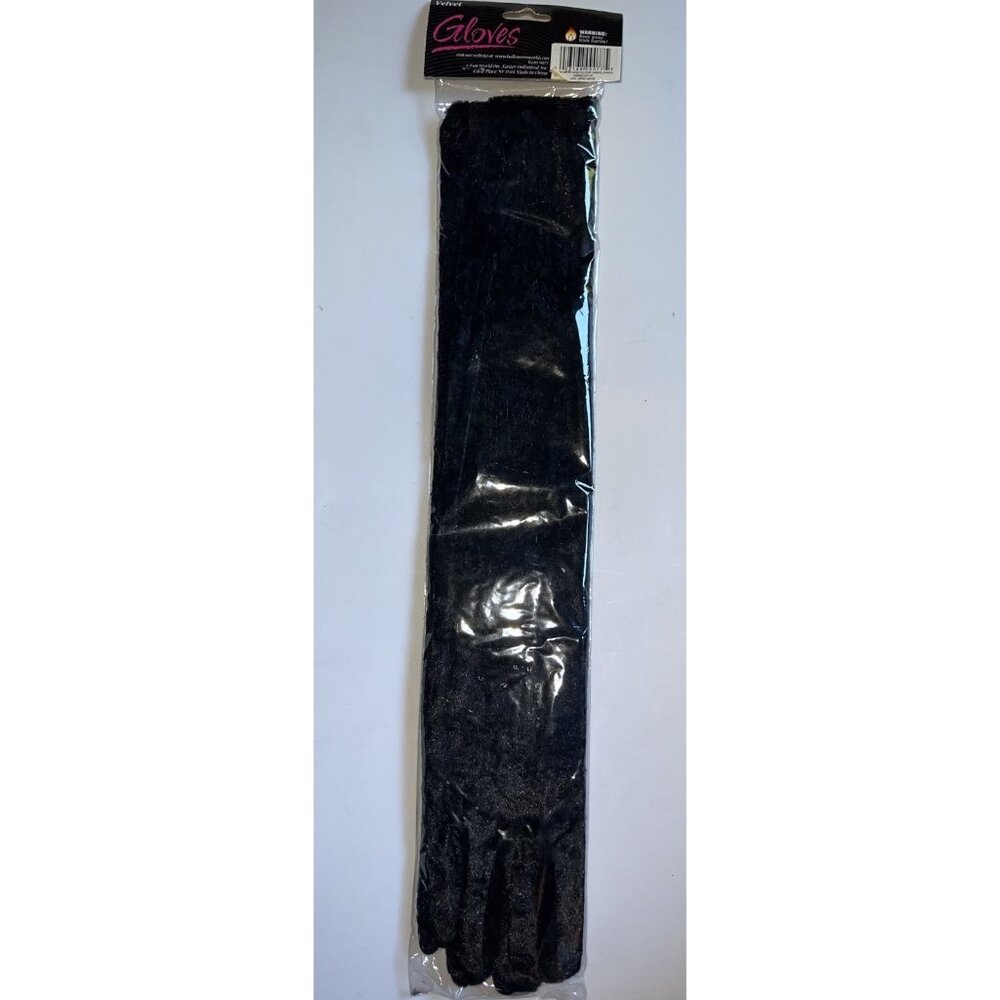 Black Velvet Opera Gloves Long Formal Costume Accessory One Size